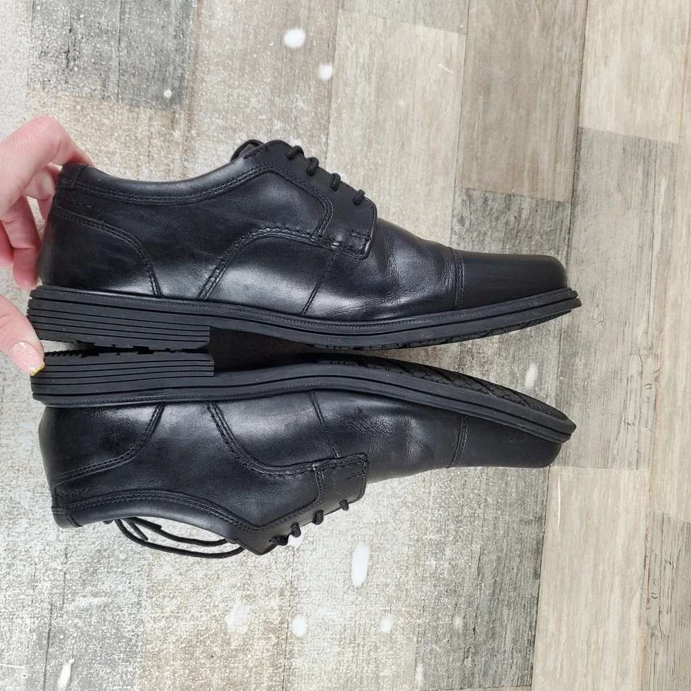 Rockport Taylor Mens Dress Shoes Sz 8 M Black Leather Waterproof Lace Up Cap Toe